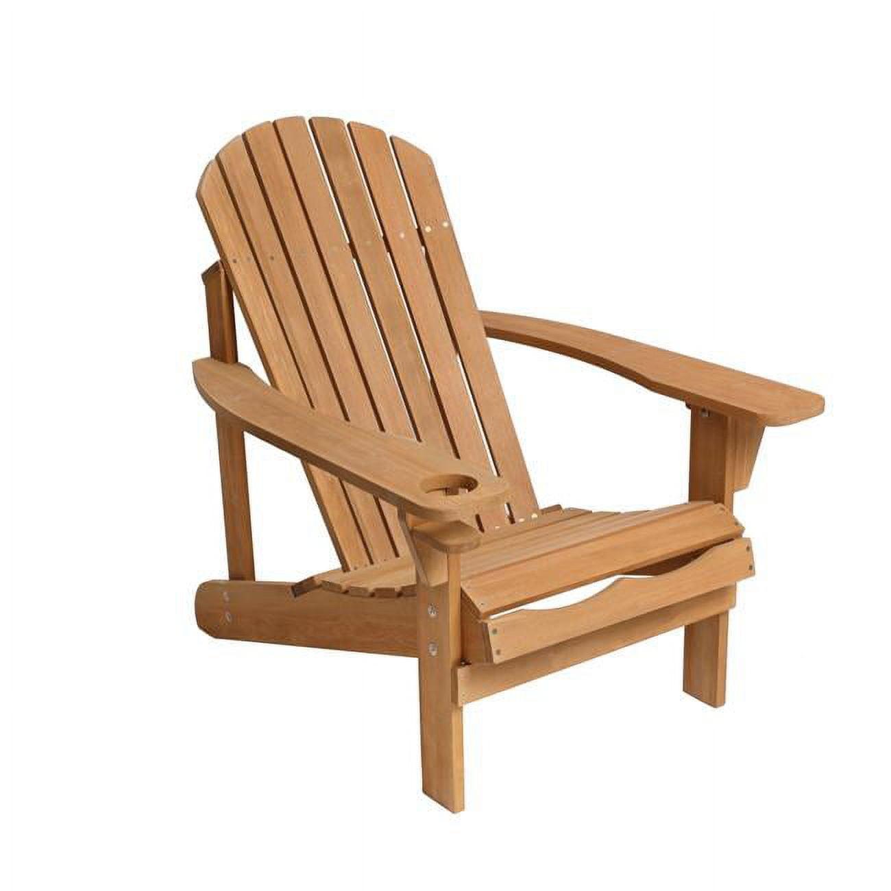 Solid Wood Spacious Adirondack Chair with Cup Holder