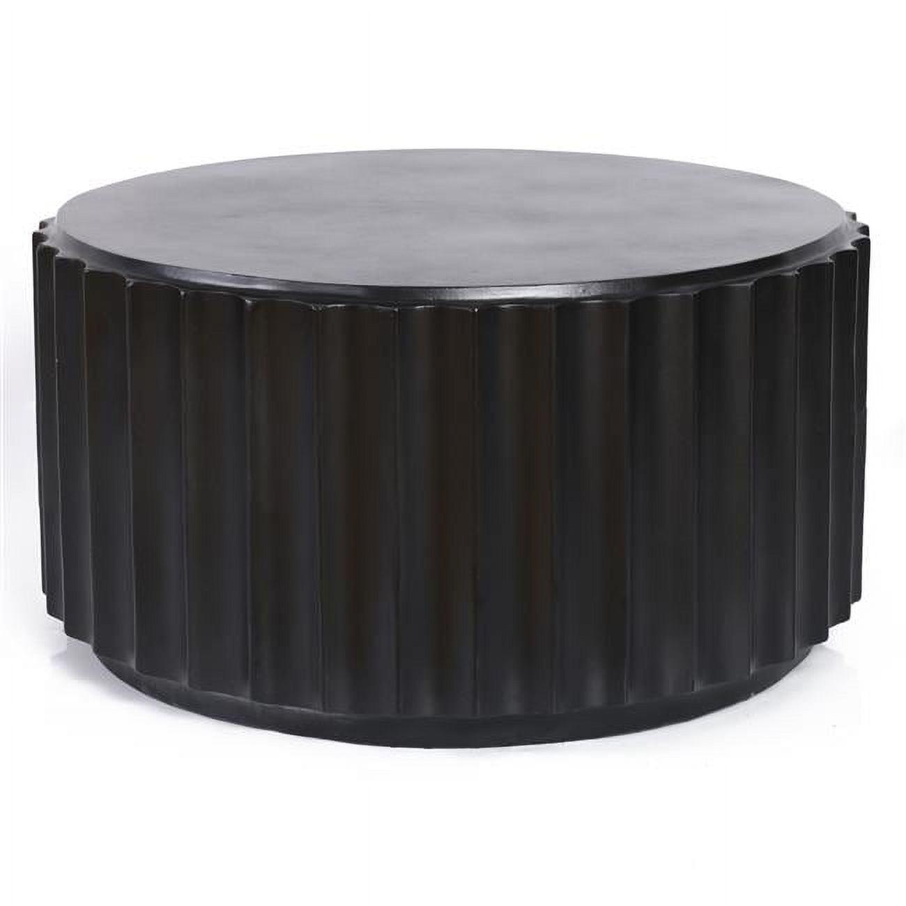 LuxenHome 32" Black Cement Round Outdoor Coffee Table