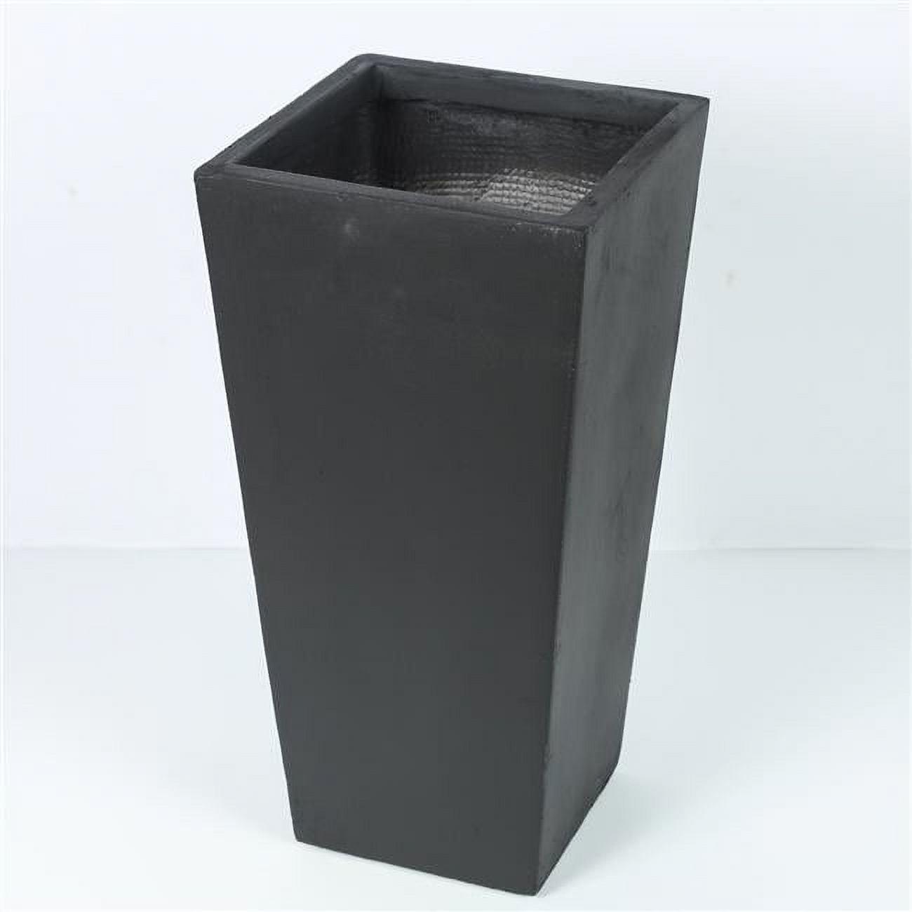 Black Fiberclay 18.5" Tall Tapered Square Planter