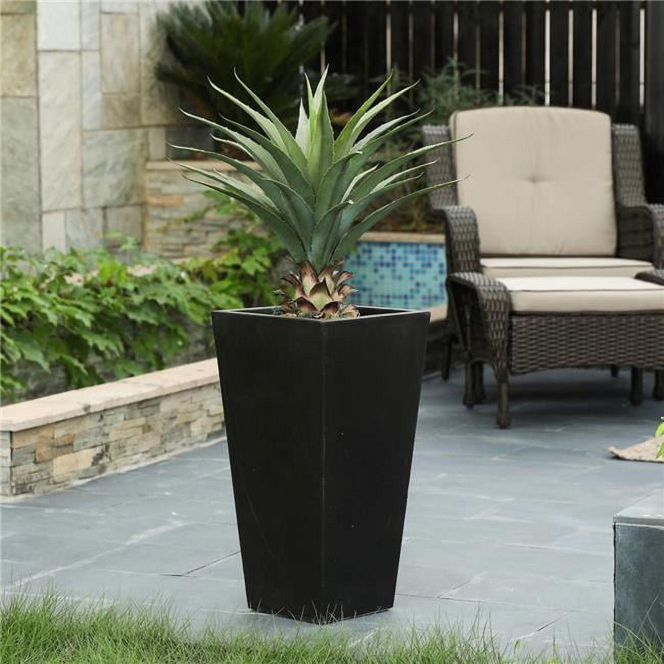 Modern Sleek Black MGO Tall Tapered Planter for Indoor/Outdoor