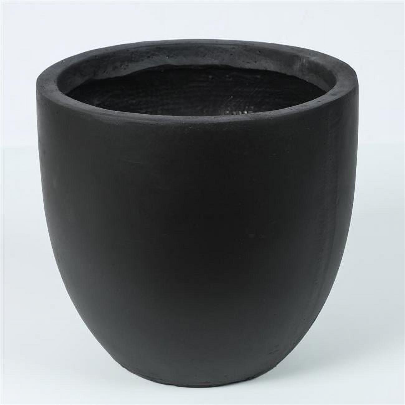 LuxenHome Black MgO Round 9.2in. H Planter