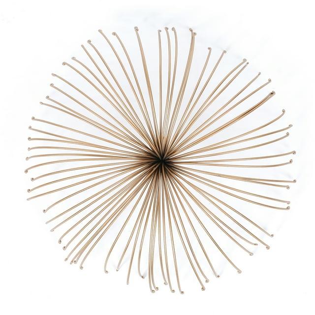 LuxenHome Gold Abstract Flower 16.7" Round Metal Wall Decor