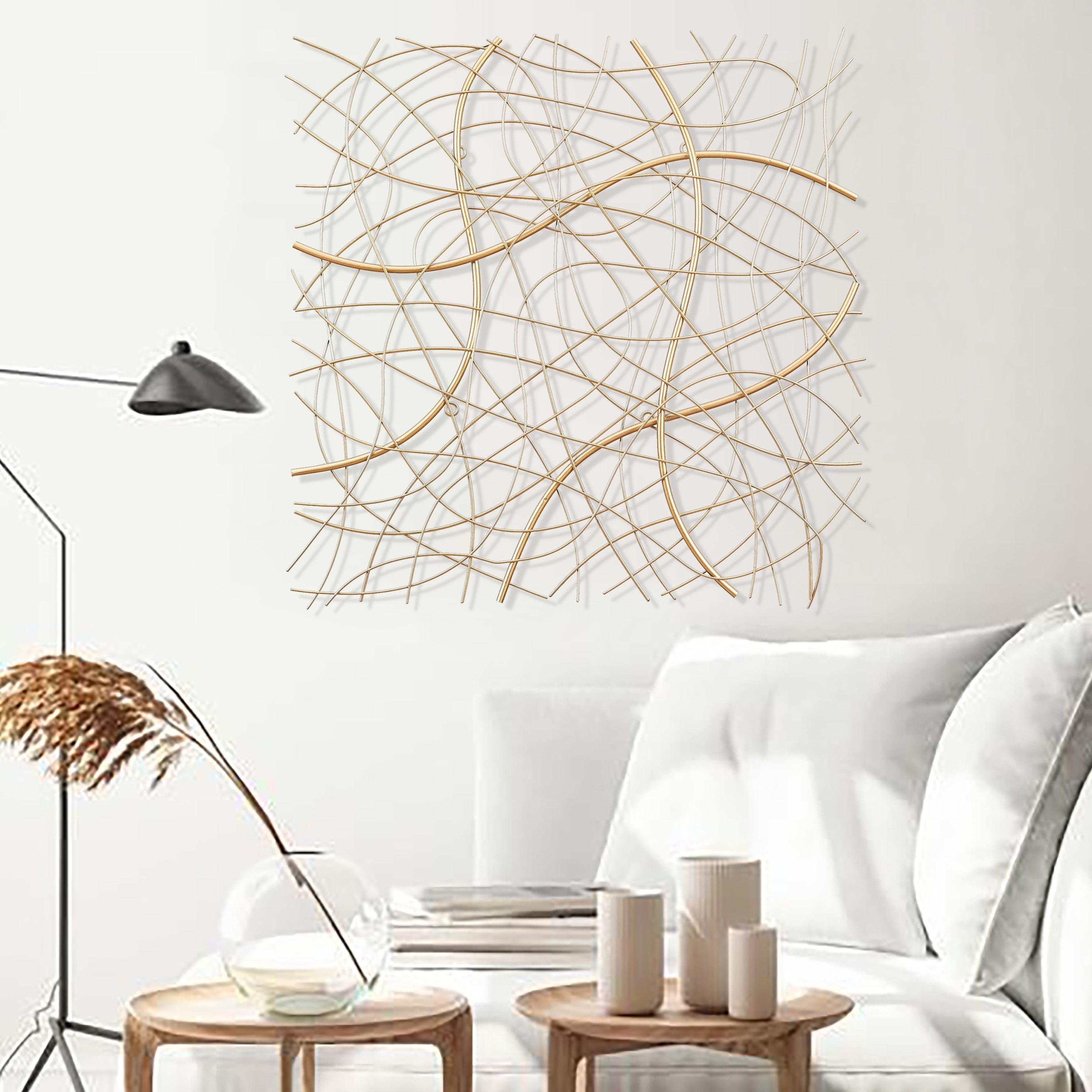 LuxenHome 37.5" Gold and Silver Abstract Metal Wall Sculpture