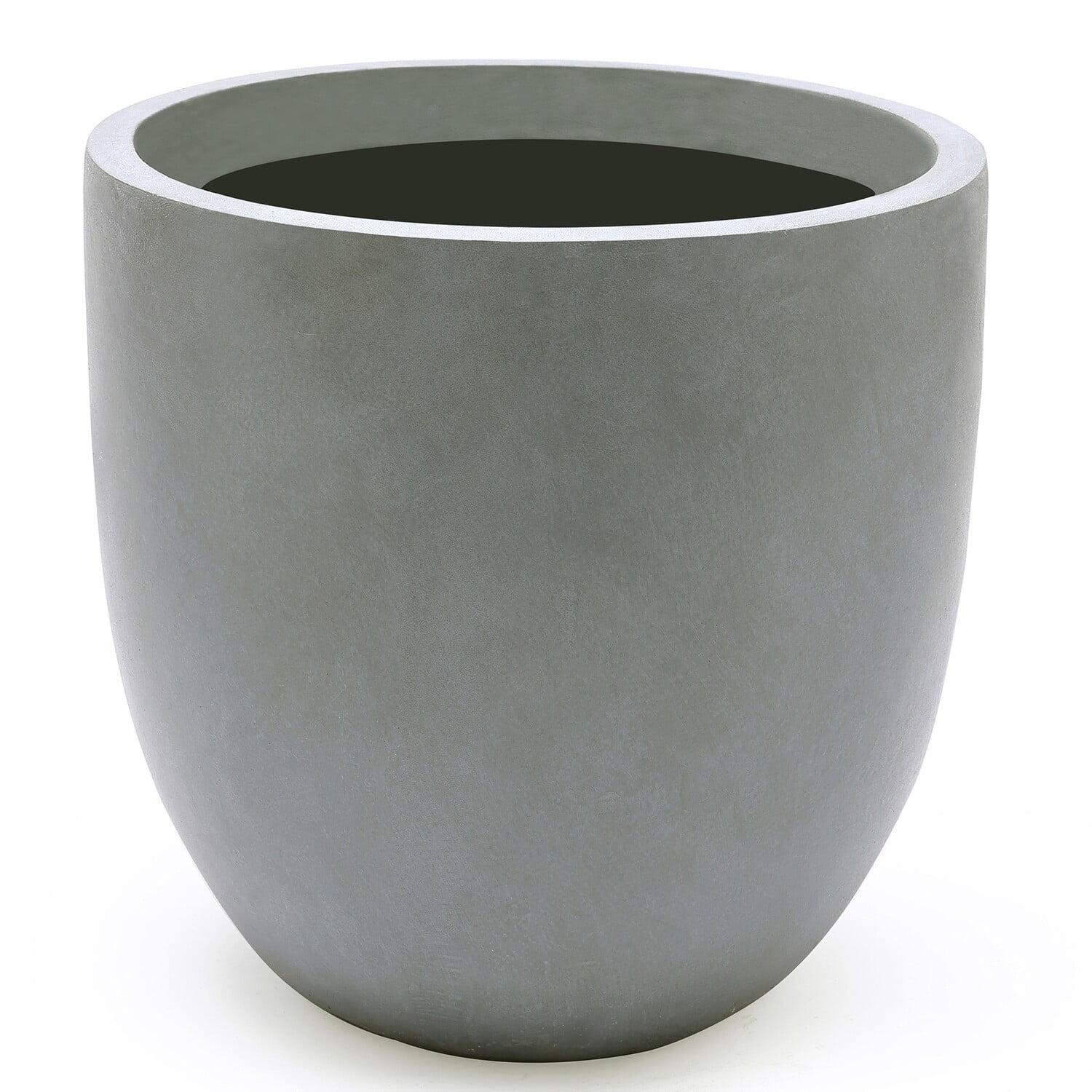 LuxenHome Round Tapered 9.2" H House Planter, Indoor/Outdoor Gray