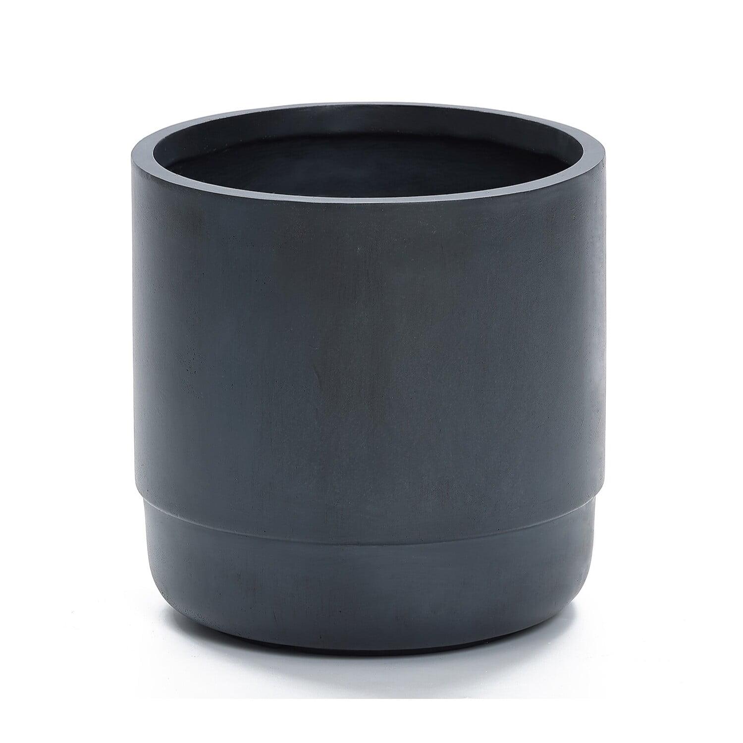 Modern Gray 17'' MgO Outdoor Round Planter with Drainage Hole