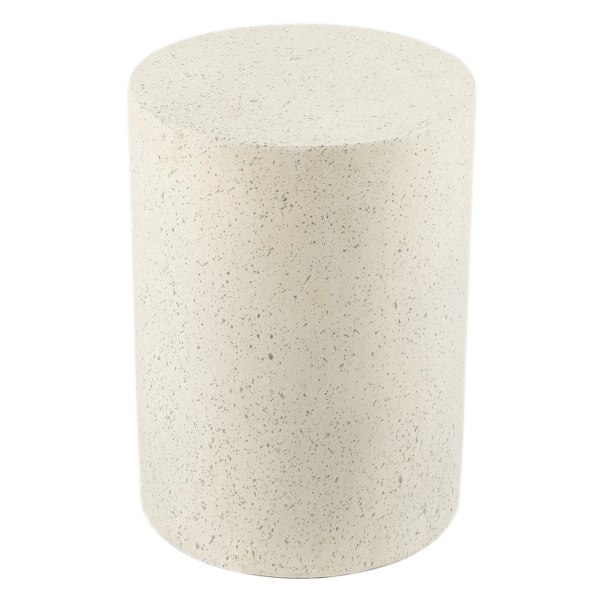 Off-White and Gray Speckled Cement Round Patio Side Table