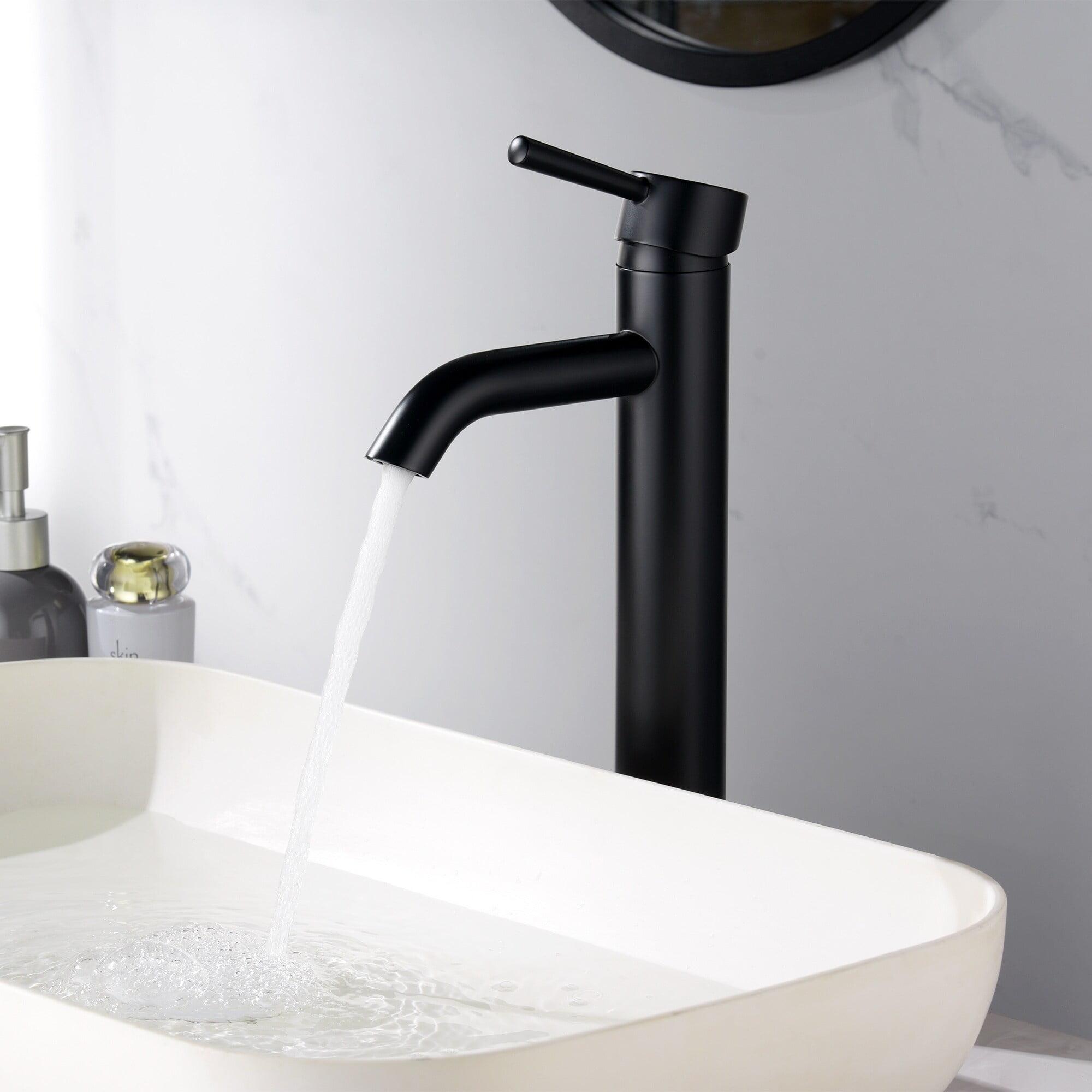 Luxier Matte Black Modern Vessel Bathroom Faucet with Drain Assembly