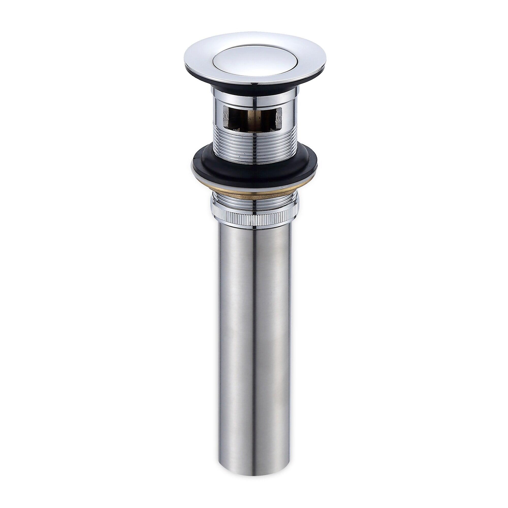 Chrome Bathroom Sink Push Pop-Up Drain Stopper with Overflow