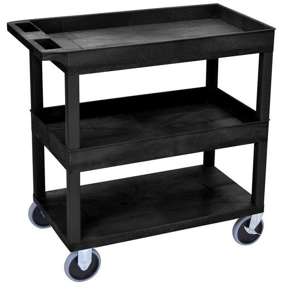 Black Heavy Duty 3-Shelf Utility Cart with Casters