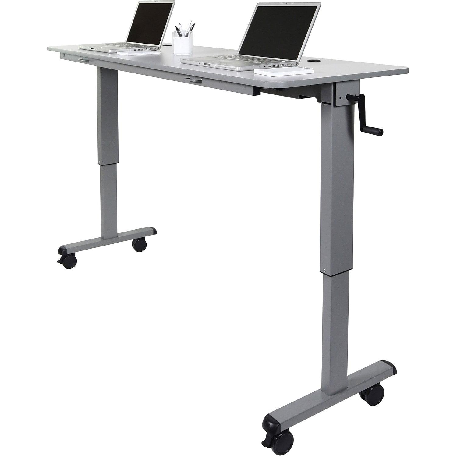 ErgoNest 72" Adjustable Gray Wood Sit/Stand Desk with Locking Casters