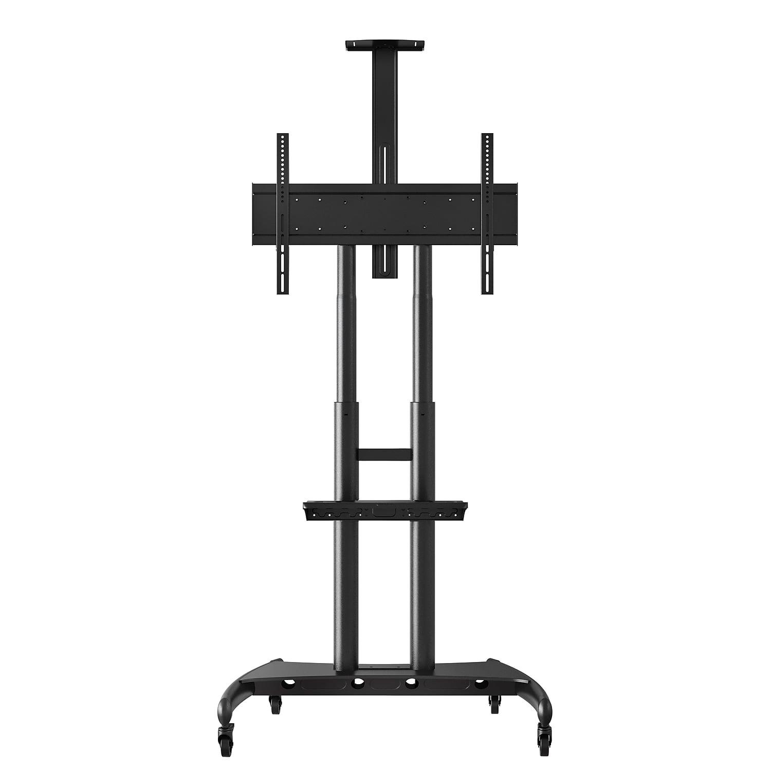 Black Adjustable Height Metal TV Stand with Wheels