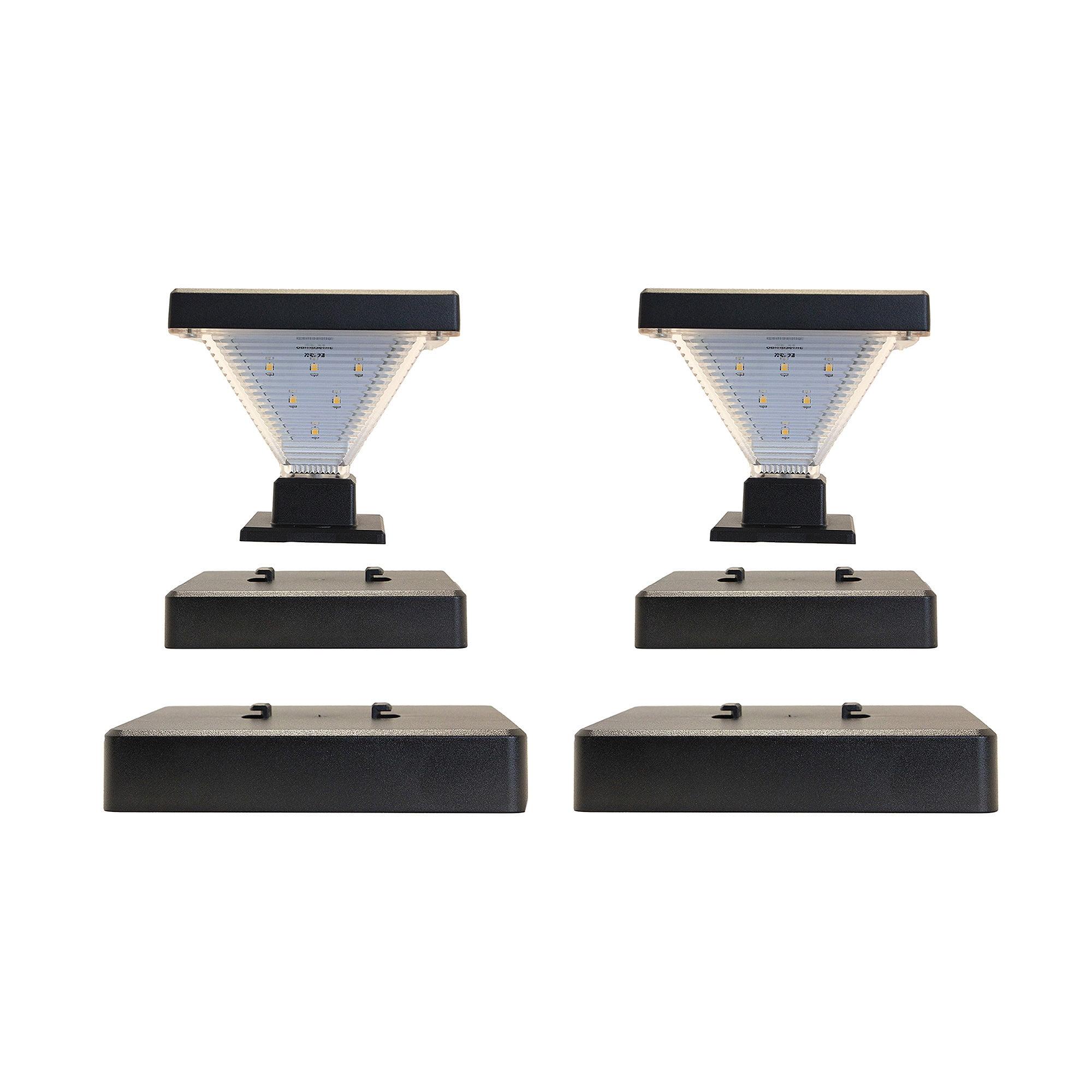 Gama Sonic Luxor Black 4x4 and 5x5 Solar LED Deck Post Cap Light with Warm White and Hi/Lo Mode for Backyard and Wood Fence(2-Pack) (Set of 2)