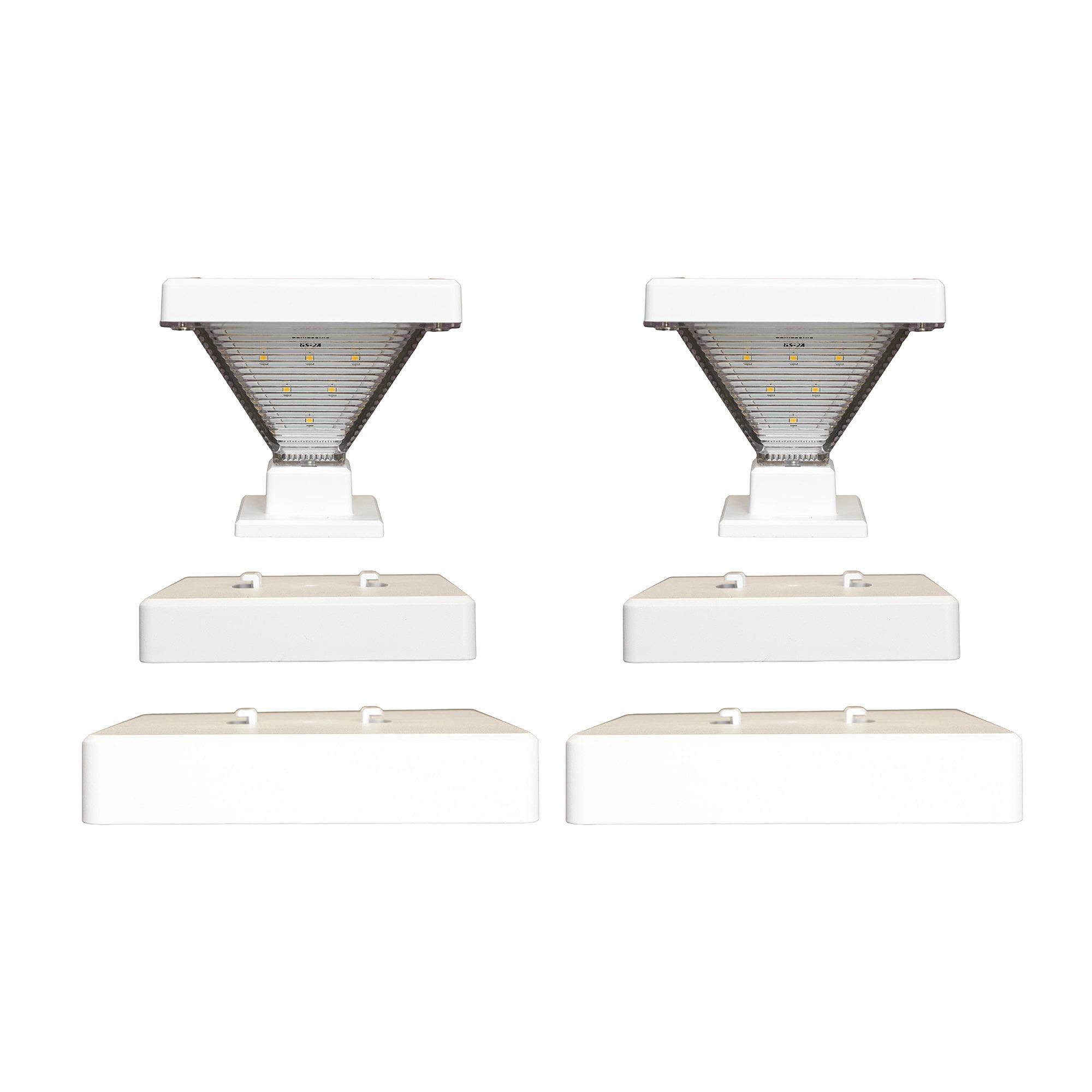 Gama Sonic Luxor Black 4x4 and 5x5 Solar LED Deck Post Cap Light with Warm White and Hi/Lo Mode for Backyard and Wood Fence(2-Pack) (Set of 2)