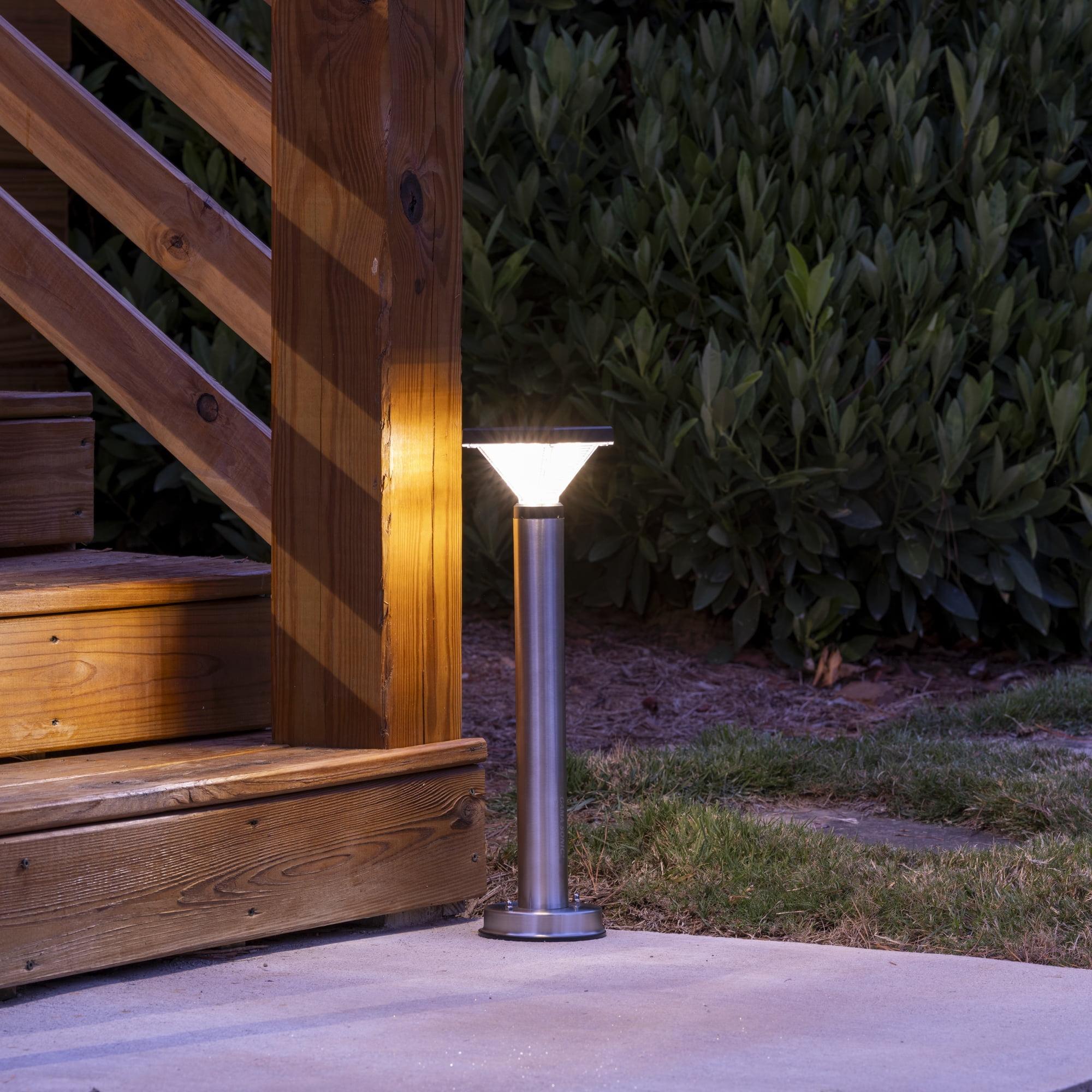 Luxor Stainless Steel Bollard Landscape Pathway Solar Warm White LED Light