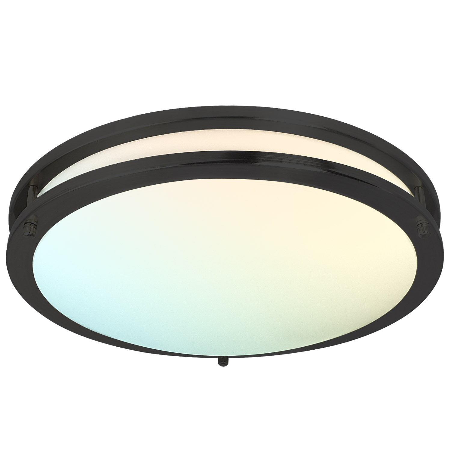 Matte Black 16" LED Flush Mount Ceiling Light with Adjustable Color Temperature