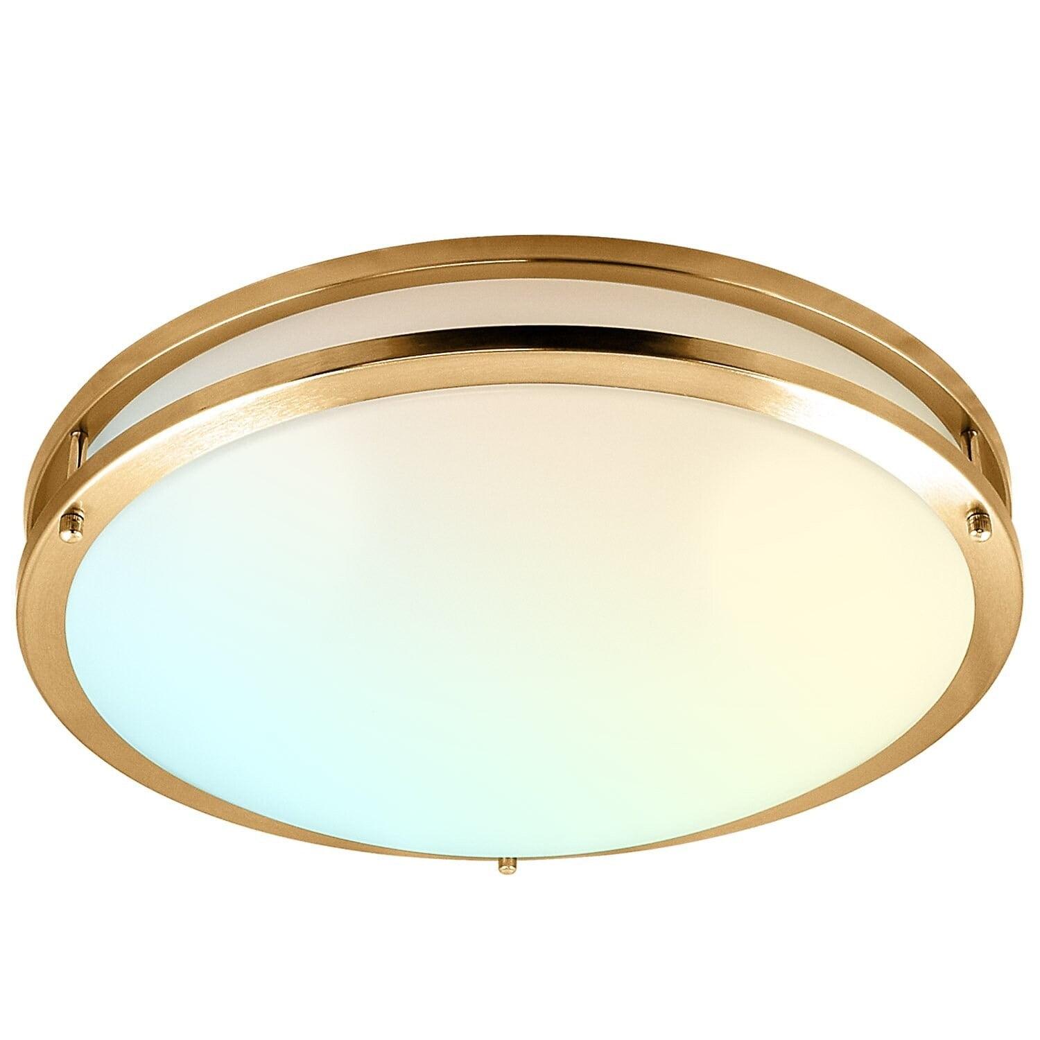 Elegant 18" Brushed Brass LED Ceiling Light with Color Select Feature