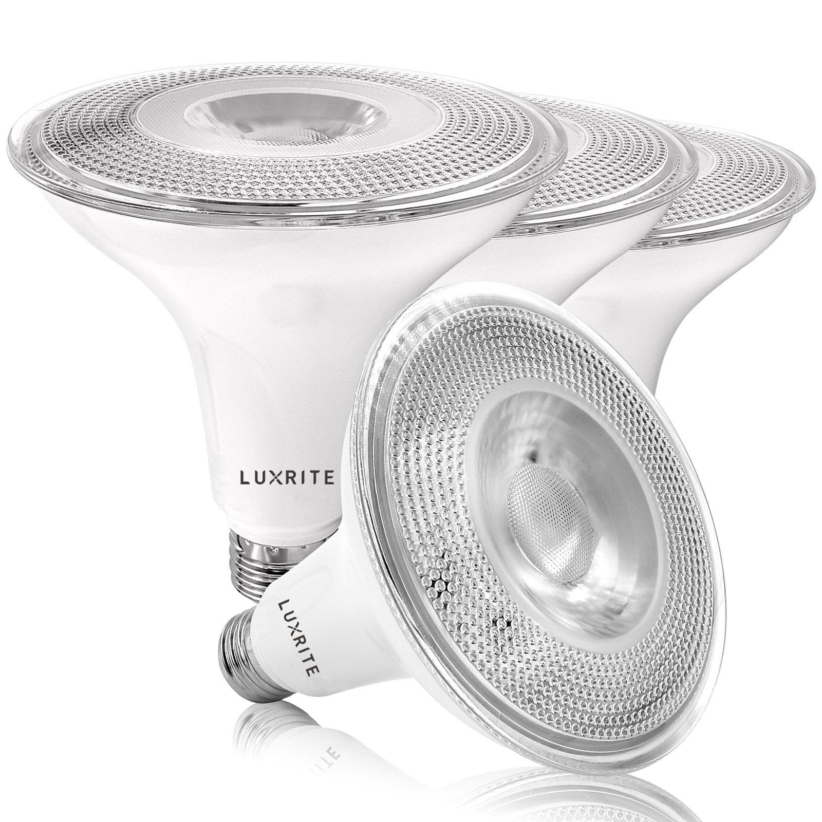 Luxrite 4-Pack LED PAR38 Flood Light Bulb 5000K Bright White 1250 Lumens 15W Dimmable Wet Rated E26 Base UL Listed