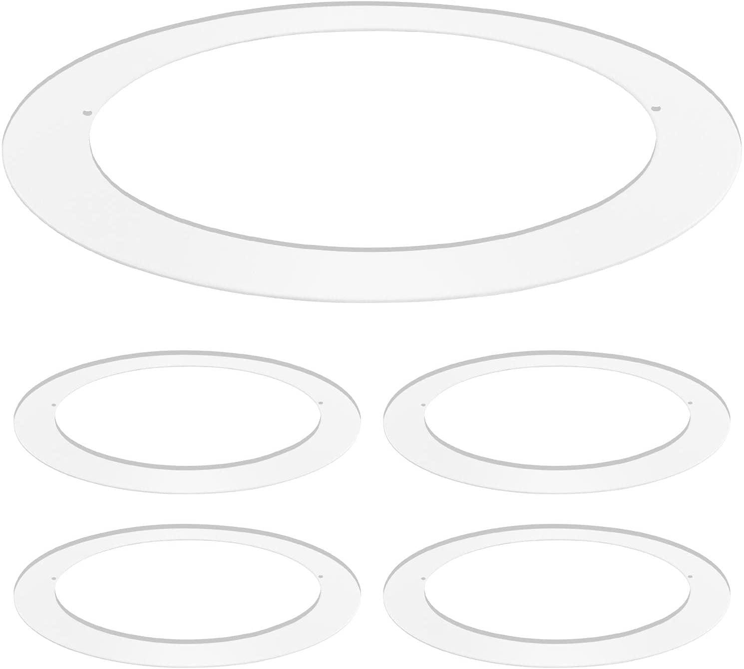 White Metal Goof Trim Rings for Recessed Lights, 8 Inch, 4-Pack