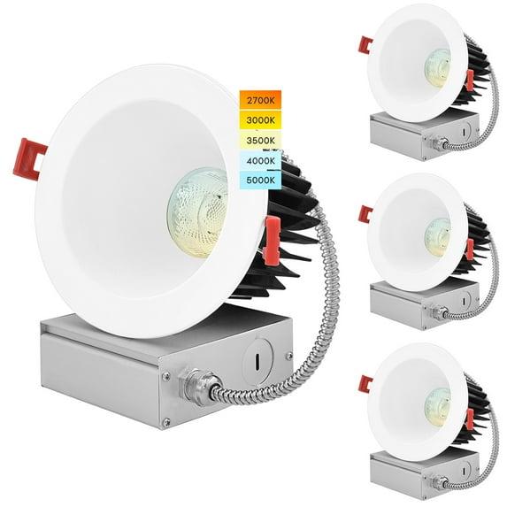 4" Regressed Selectable CCT New Construction LED Canless Recessed Lighting Kit