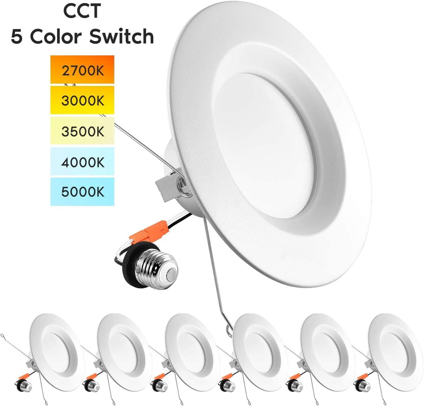 Modern Selectable CCT LED Recessed Downlight Kit, 5"/6", White