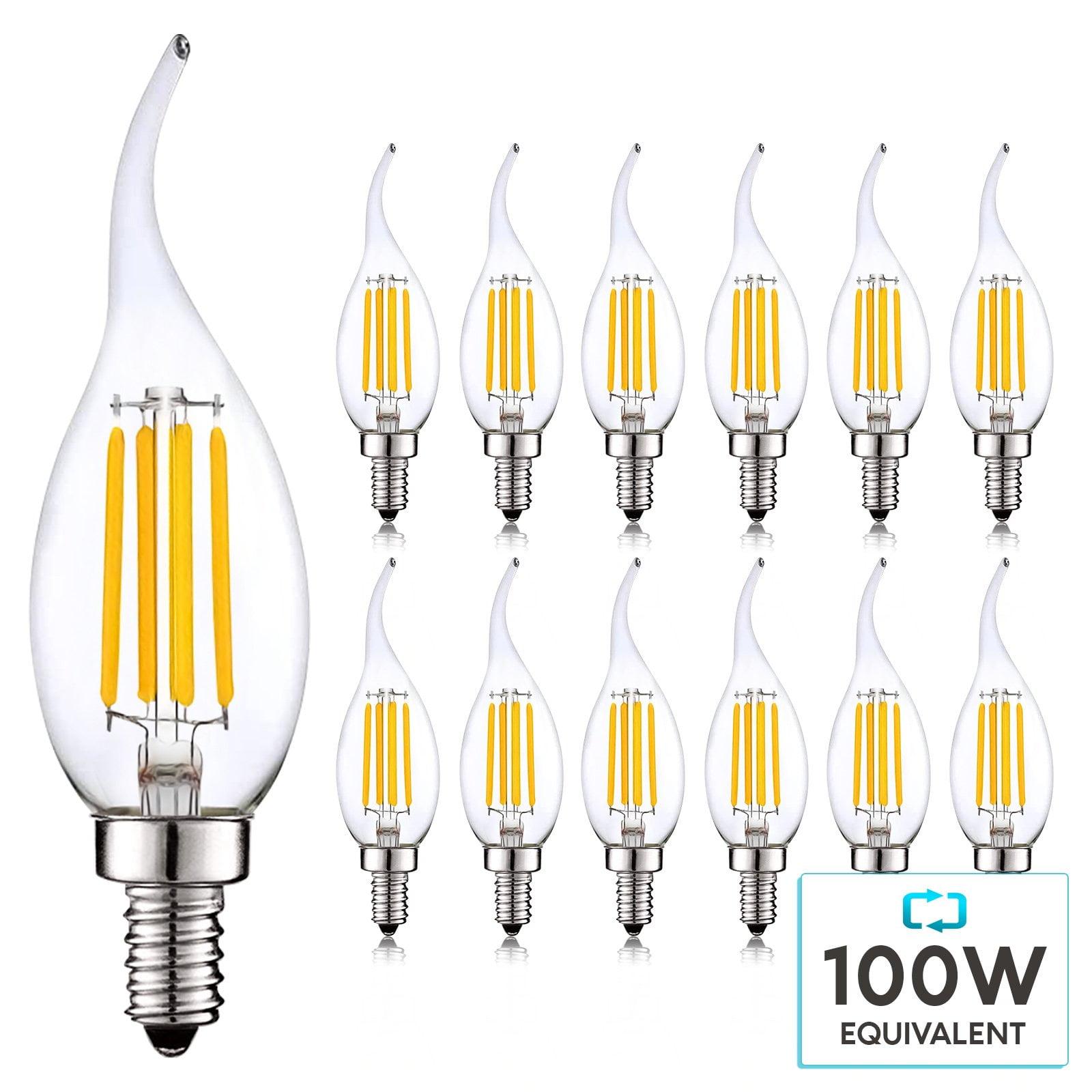 Luxrite 7W White LED Candelabra Light Bulbs 12-Pack