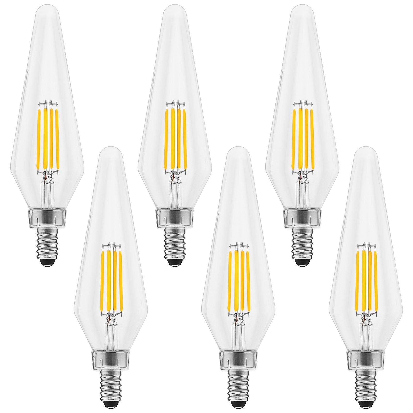 Luxrite E12 Candelabra LED Light Bulbs, 2700K, Dimmable, 4.5W, 500 Lumens, HX10.5 Glass, Wet Rated, UL Listed 6 Pack