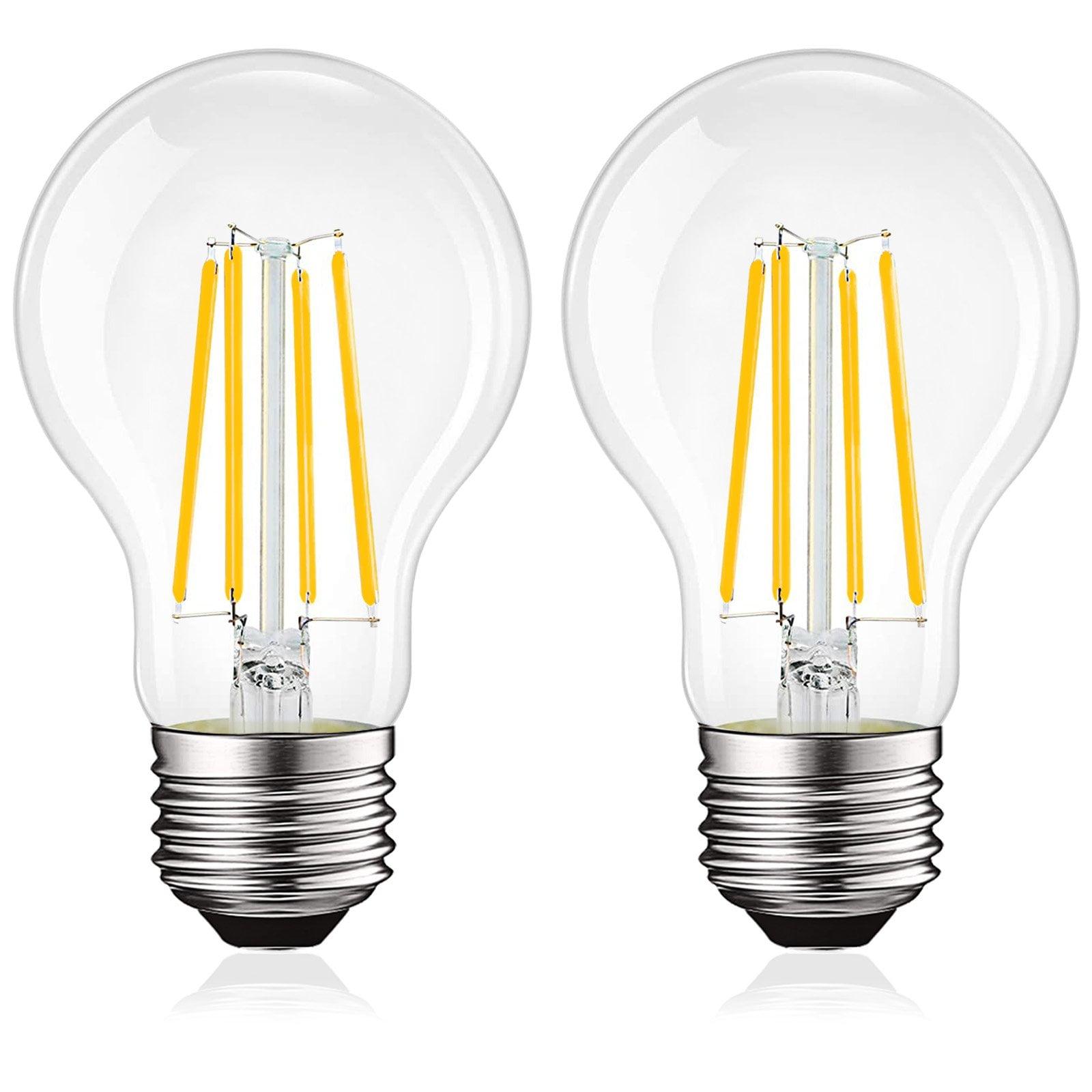 Luxrite Vintage A19 LED Light Bulb 100 Watt Equivalent 1600 Lumens 3000K Soft White Dimmable 12W Damp Rated UL E26 Base 2 Pack