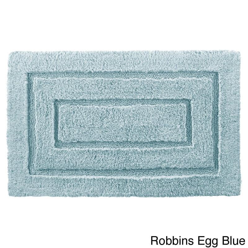 24"x40" Signature Bath Rug Aqua - Cassadecor: Cotton, Machine Washable, Lightweight Spray Latex Backing