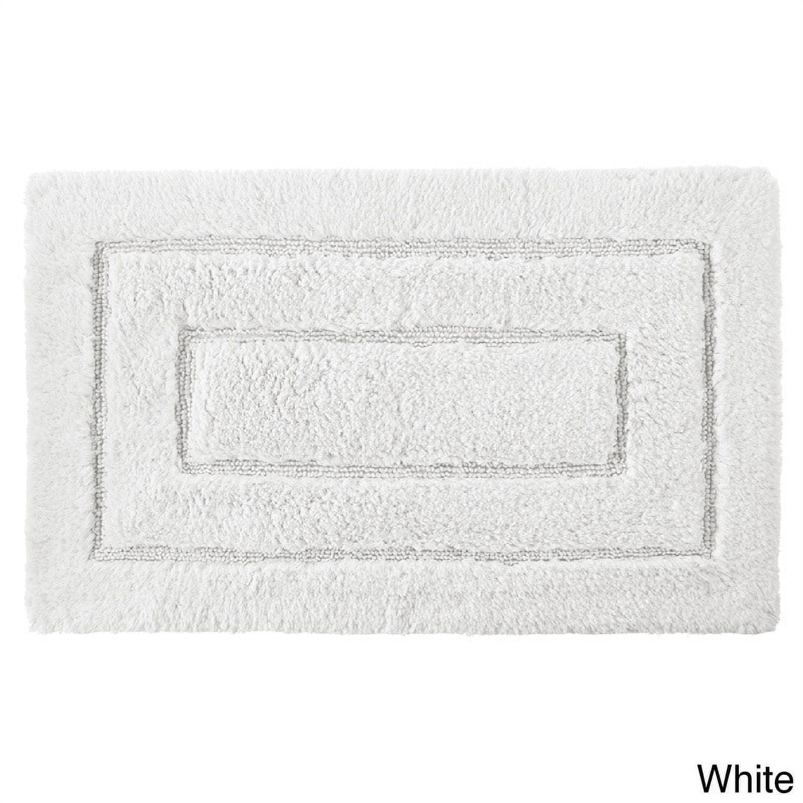 Plush Elegance White Cotton 24" x 40" Bath Rug