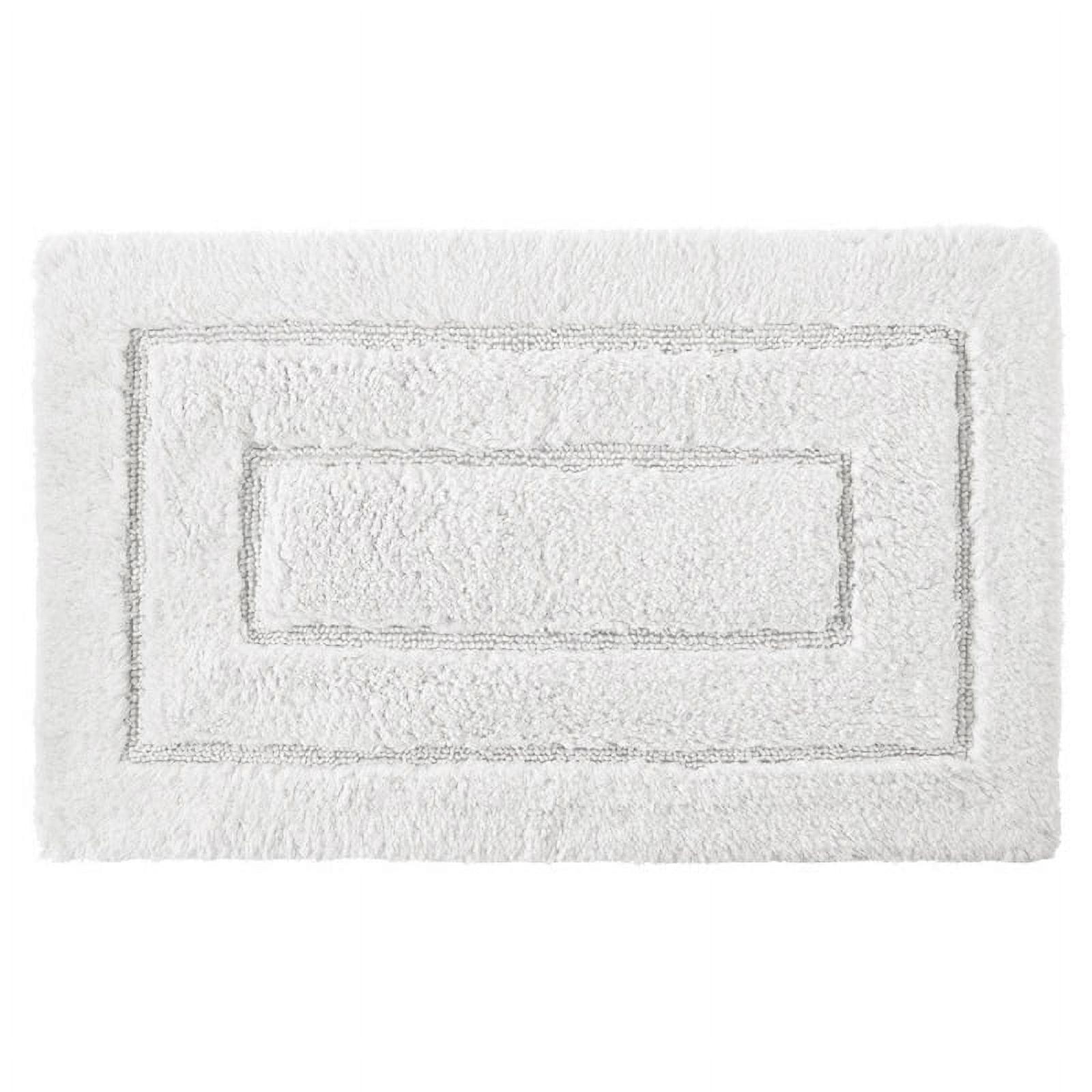 White Egyptian Cotton Bath Mat with Indented Trim Pattern