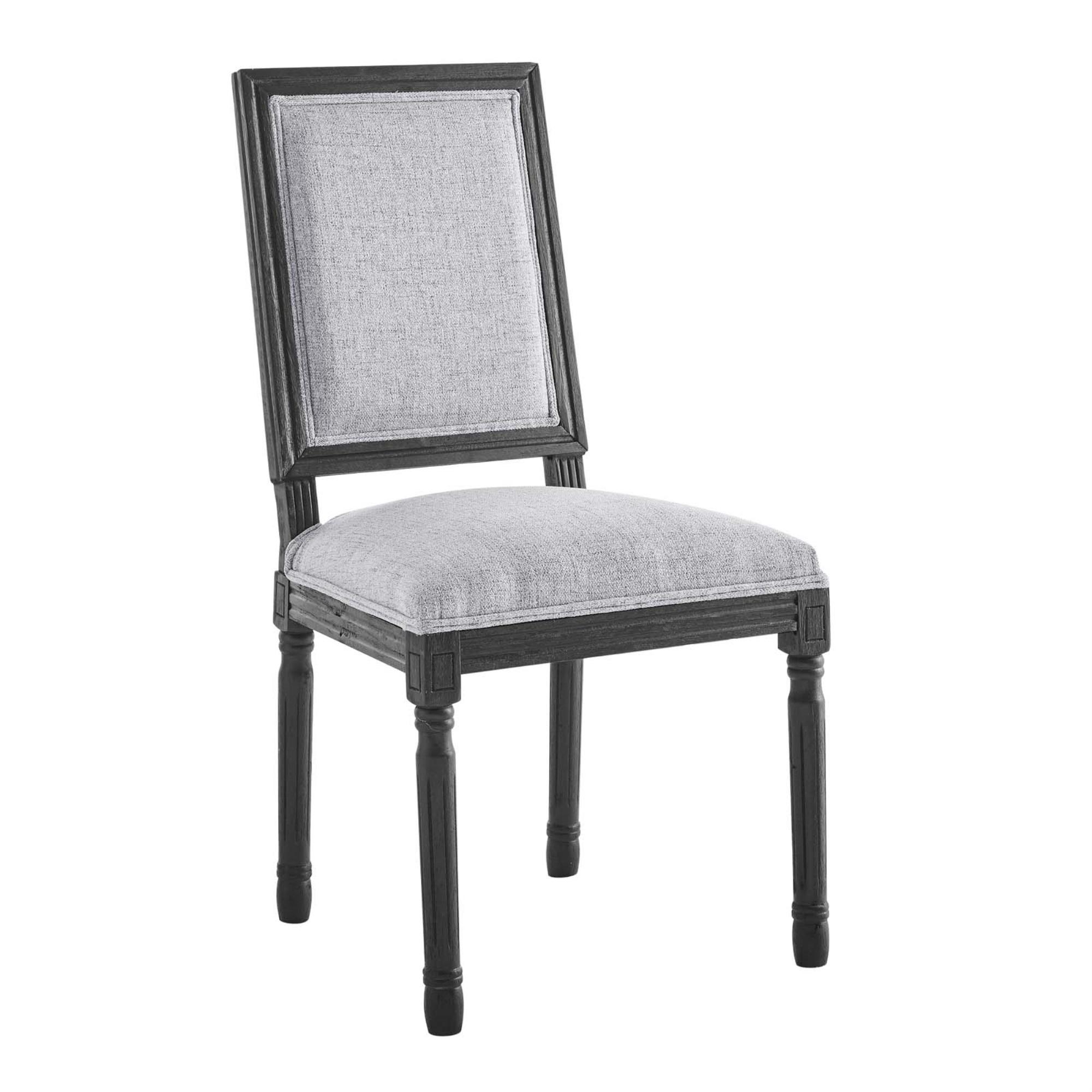 Black and Light Gray Upholstered Leather Side Chair with Wood Frame