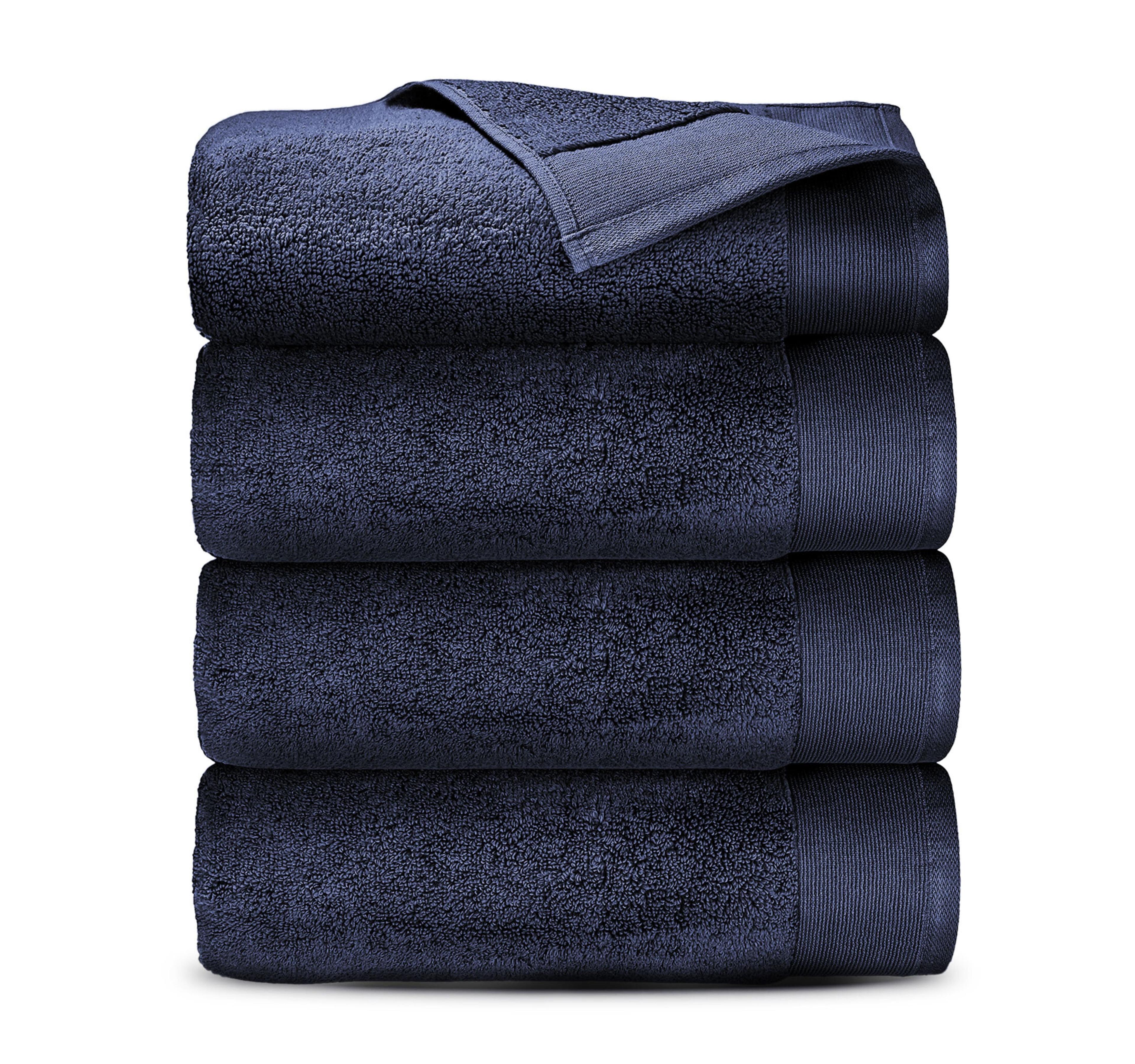 Toallas de Baño 100% Algodón - Paquete de 4, Extra Suaves y Esponjosas, de Secado Rápido y Muy Absorbentes, Calidad de Hotel, Toalla de Ducha, Azul Marino - 27" x 54"