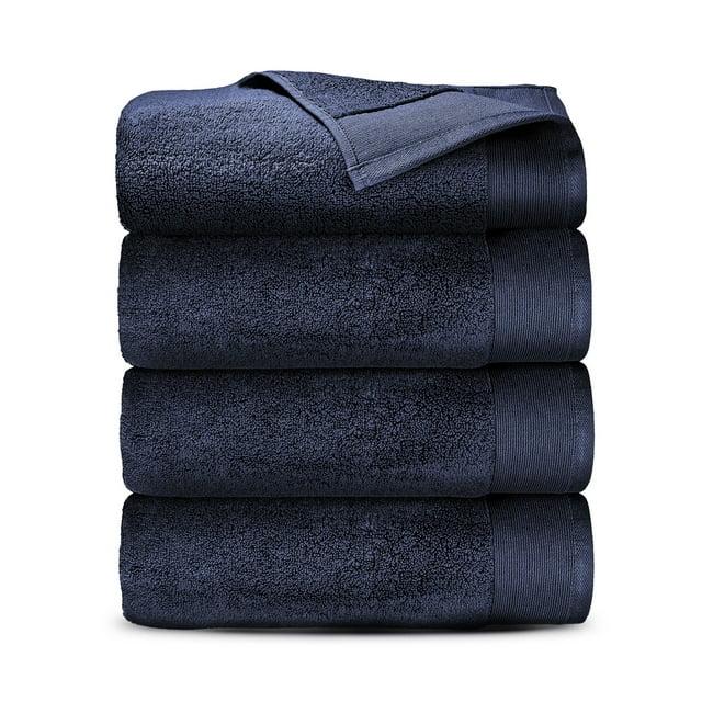 Toallas de Baño 100% Algodón - Paquete de 4, Extra Suaves y Esponjosas, de Secado Rápido y Muy Absorbentes, Calidad de Hotel, Toalla de Ducha, Azul Marino - 27" x 54"