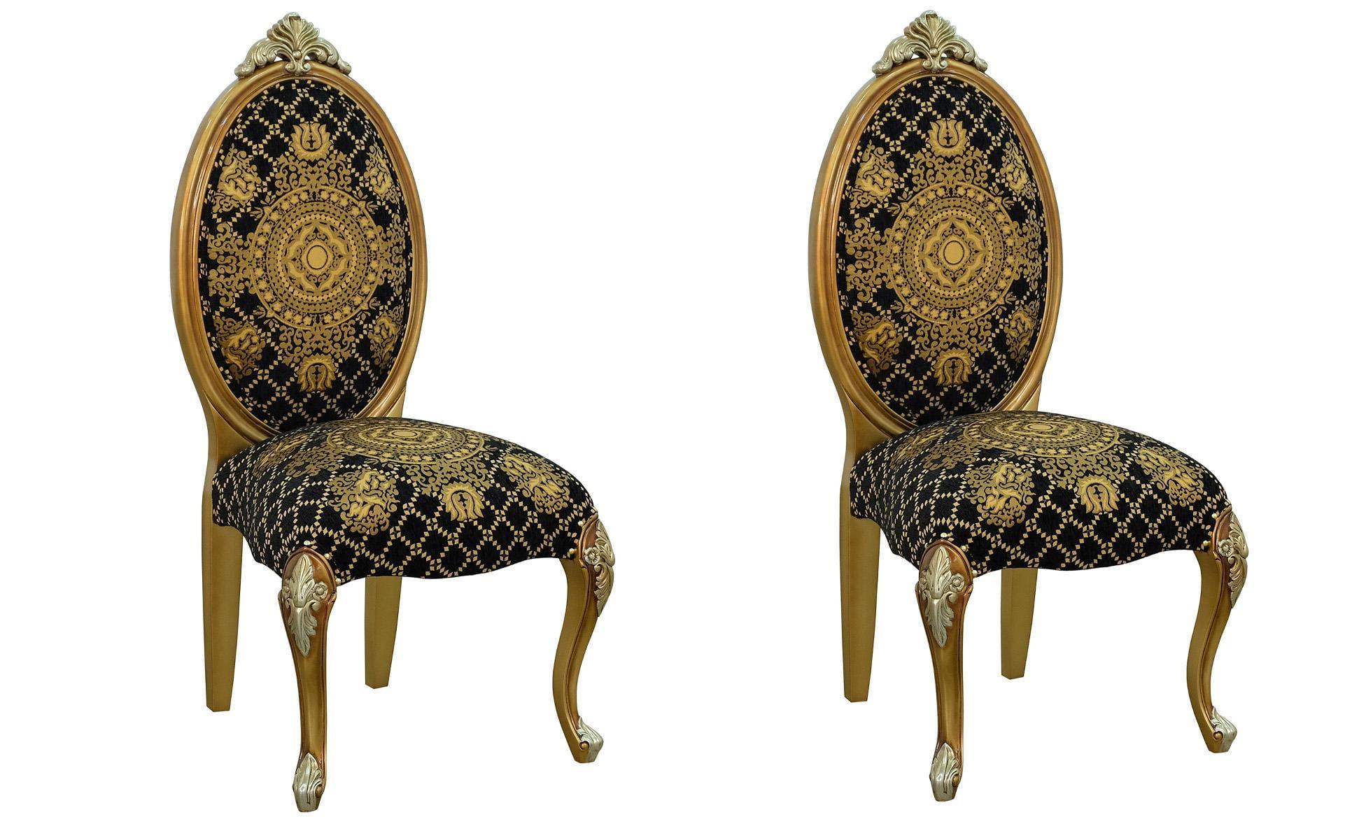 European Furniture Emperador Collection Side Chair in Golden Brown (Set of 2)