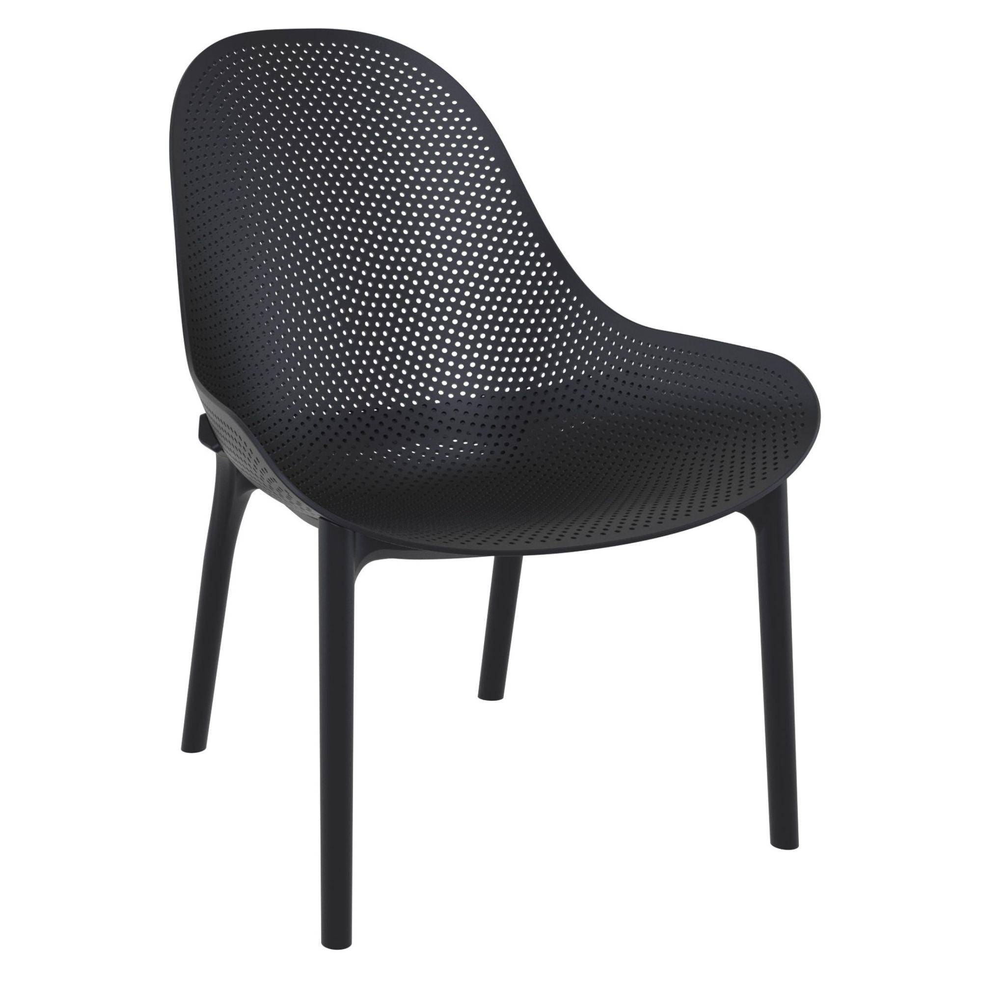 32.75" Black Resin Outdoor Lounge Chair with Plastic Frame