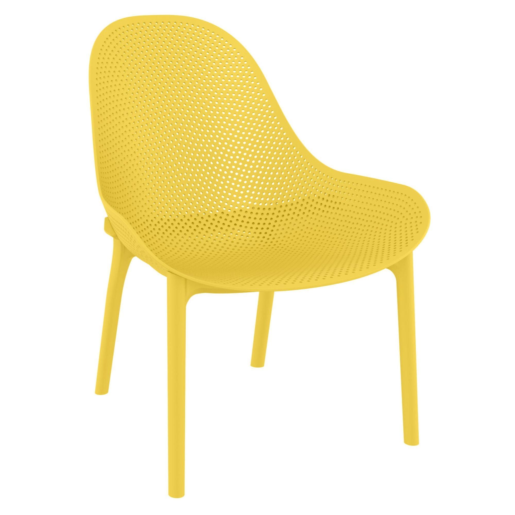 32.75" Yellow Resin Patio Lounge Chair