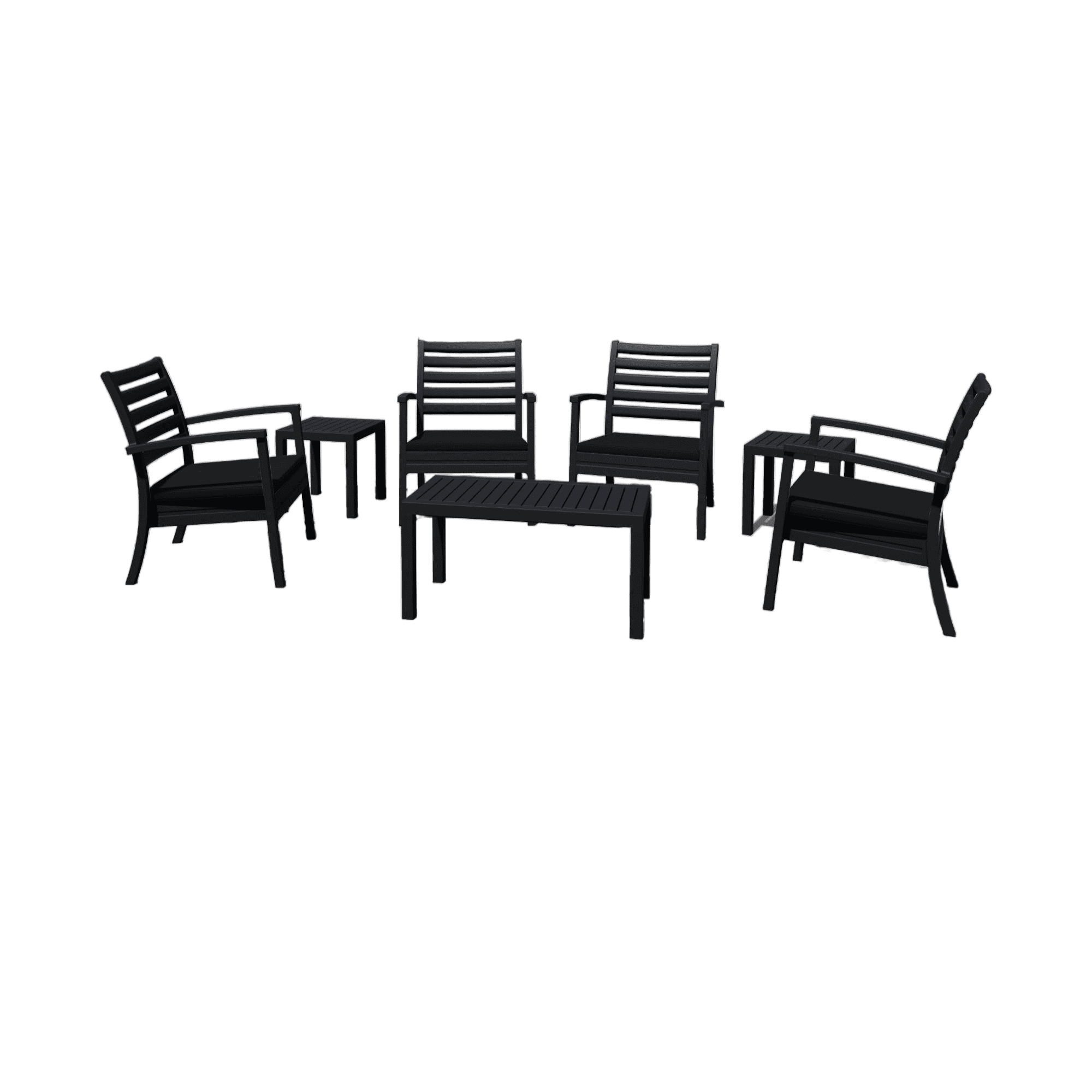 Modern Outdoor 7-Piece Patio Set with Black Sunbrella Cushions