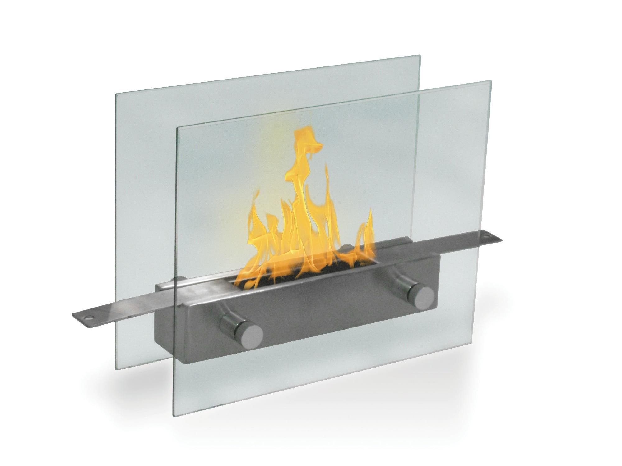 Metropolitan Black Stainless Steel Tabletop Fireplace with Glass Sides