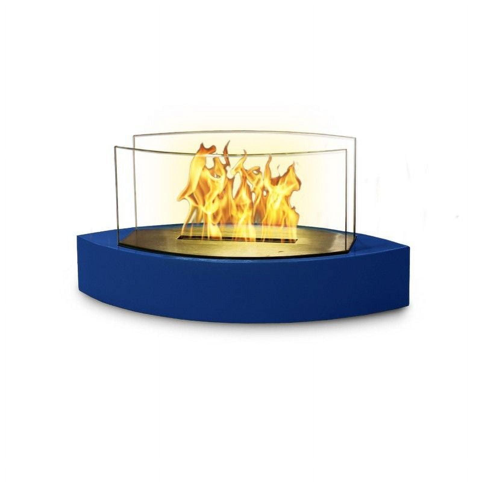 Blue Stainless Steel and Glass Tabletop Fireplace