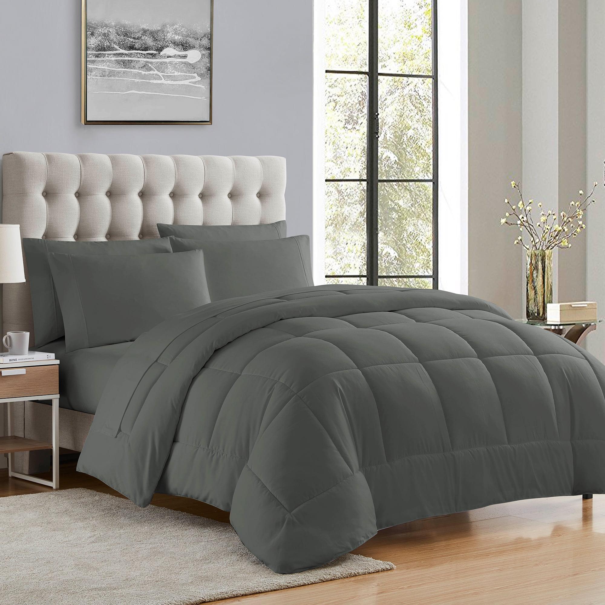 Full Gray 7-Piece Down Alternative Microfiber Bed Set