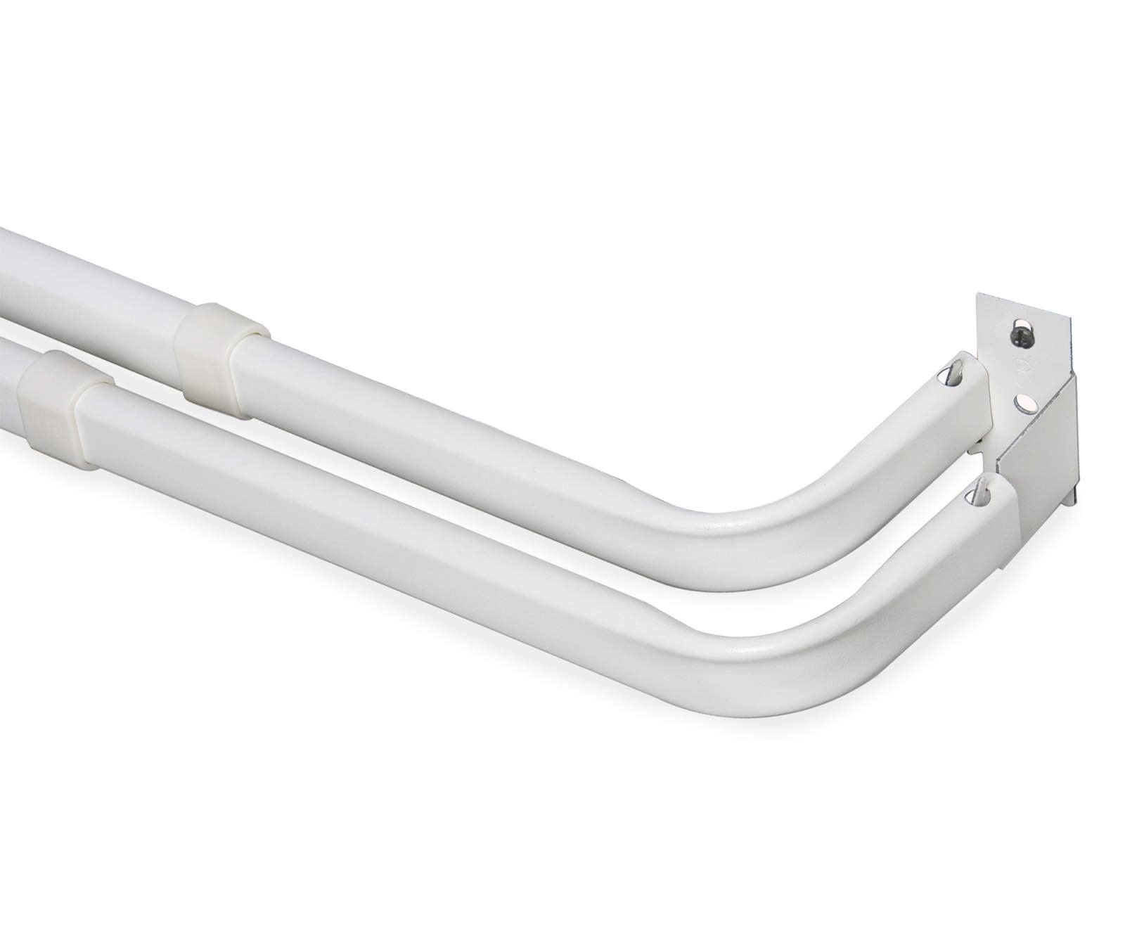 Adjustable White Double Curtain Rod with Hardware, 24"-48"