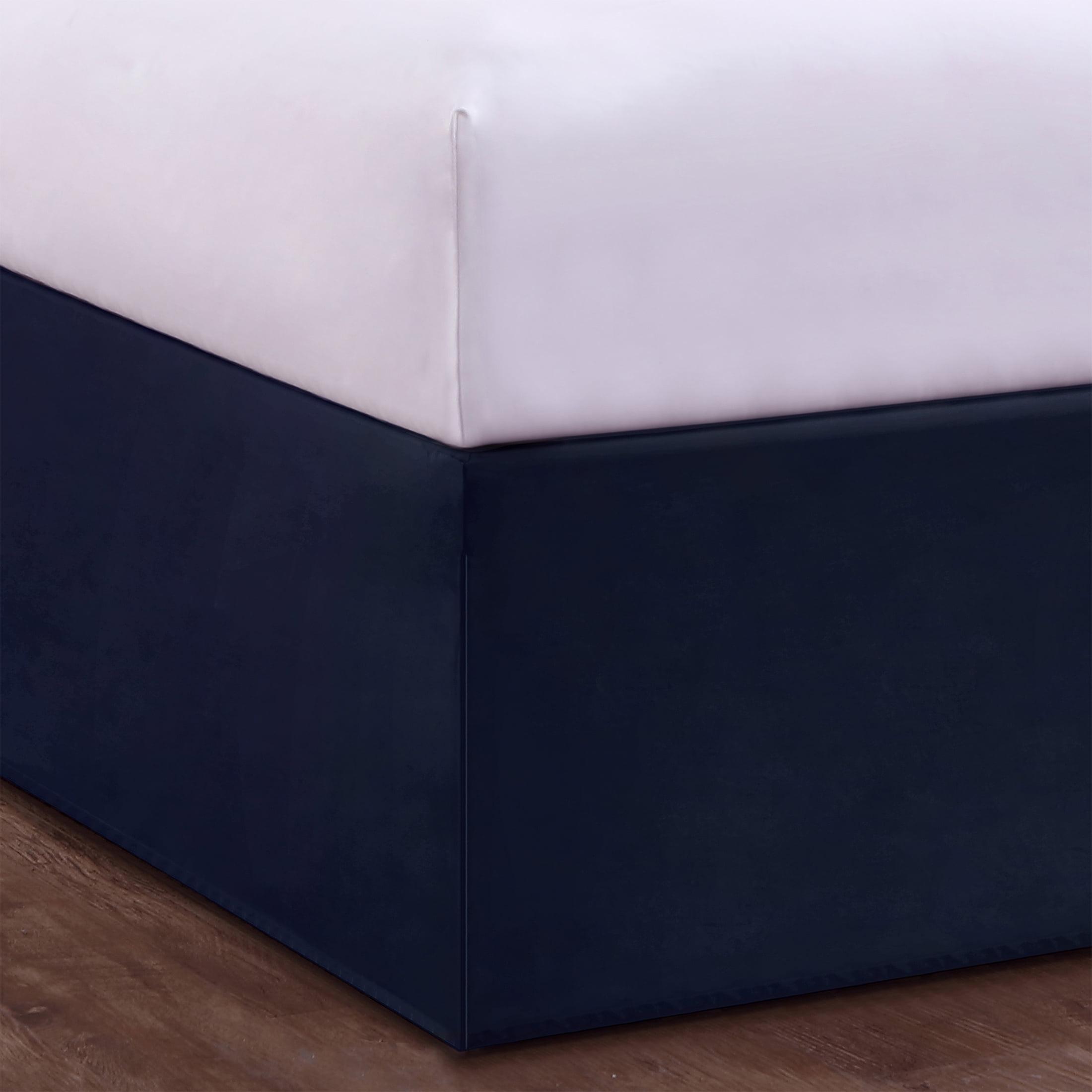 Luxury Hotel Microfiber Tailored Style Bed Skirt with Classic 14 Inch Drop Length, Full, Navy