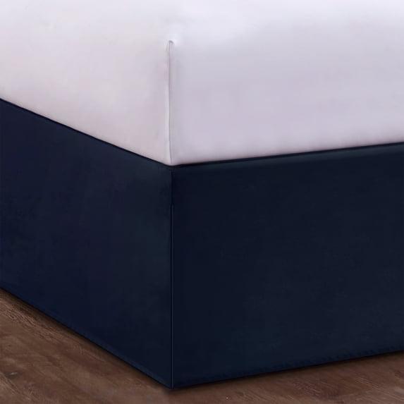 Luxury Hotel Microfiber Tailored Style Bed Skirt with Classic 14 Inch Drop Length, Full, Navy