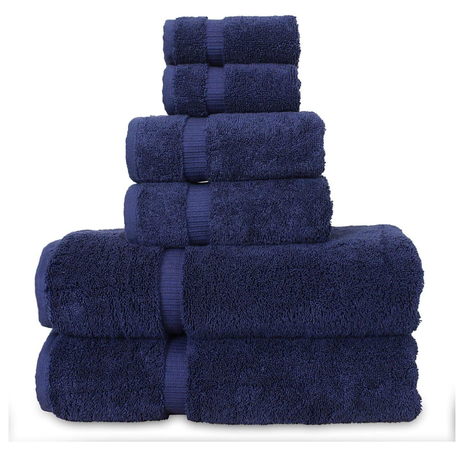 Navy Blue Turkish Cotton Hand and Washcloth Towel Set