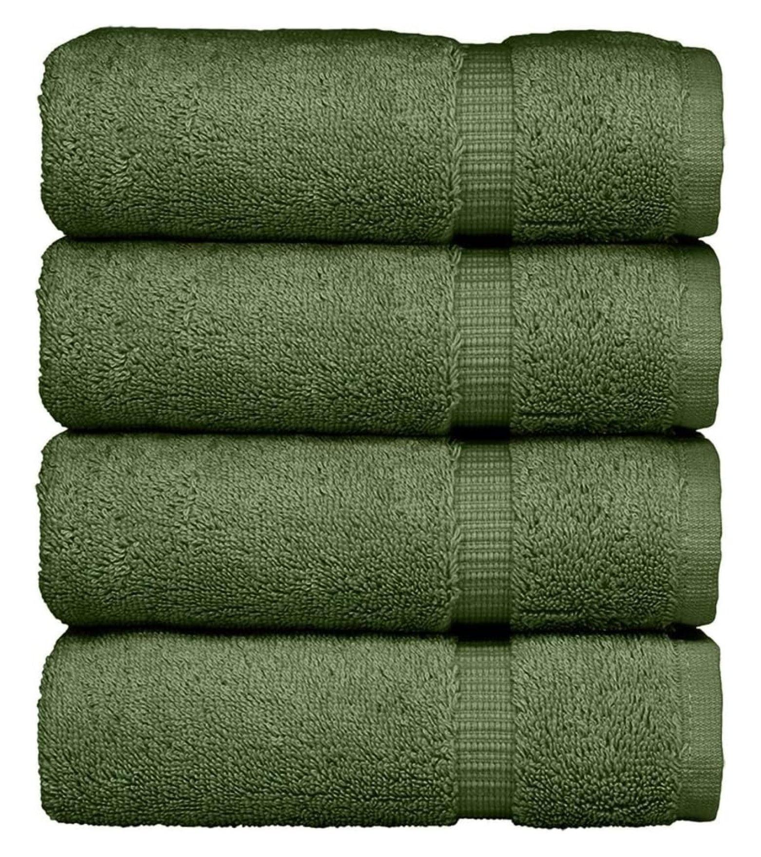 Moss Green Turkish Cotton Bath Towel Set of 4