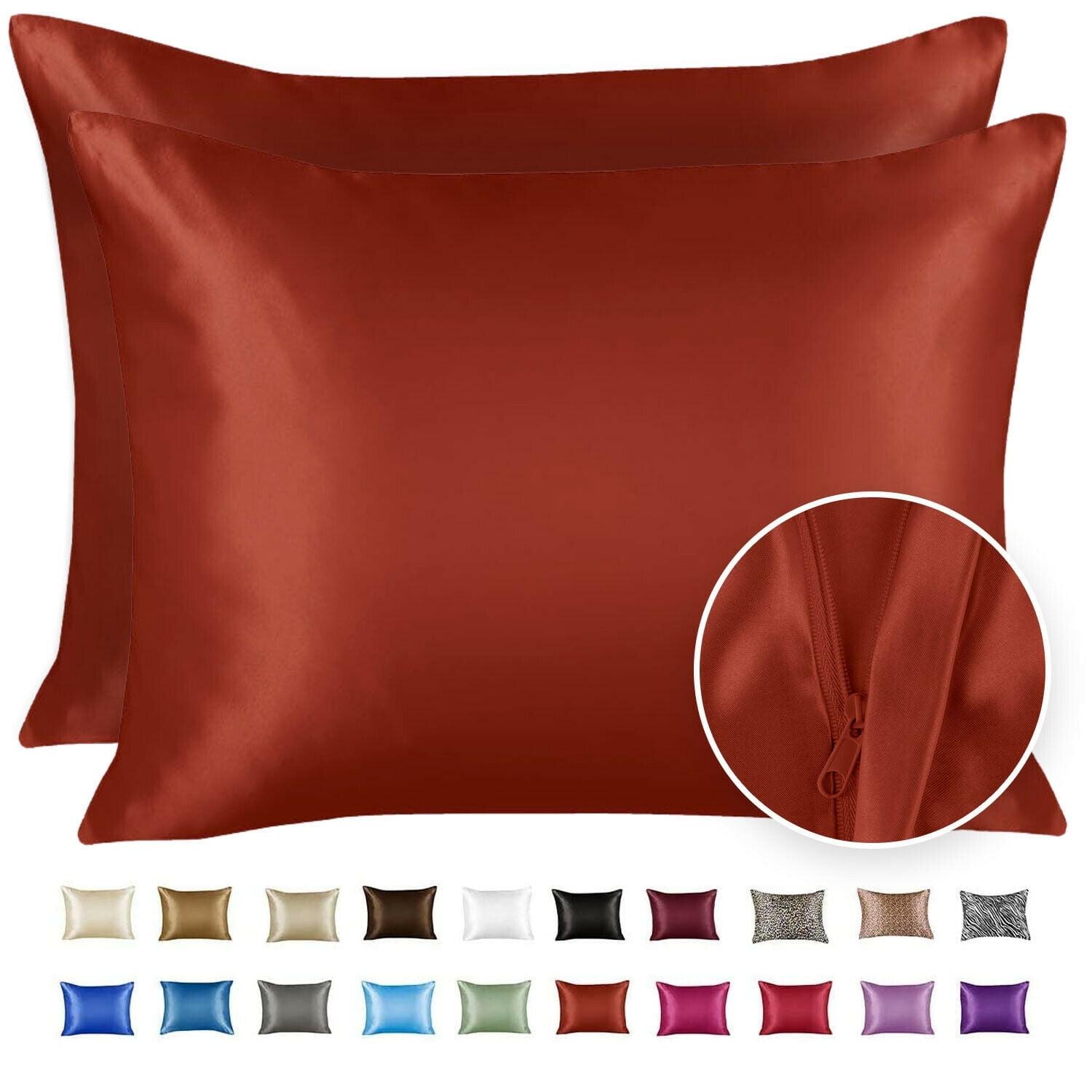 Satin Pillowcase  for Hair and Skin - 2 Pack Pillow Case with Zipper - Shopbedding