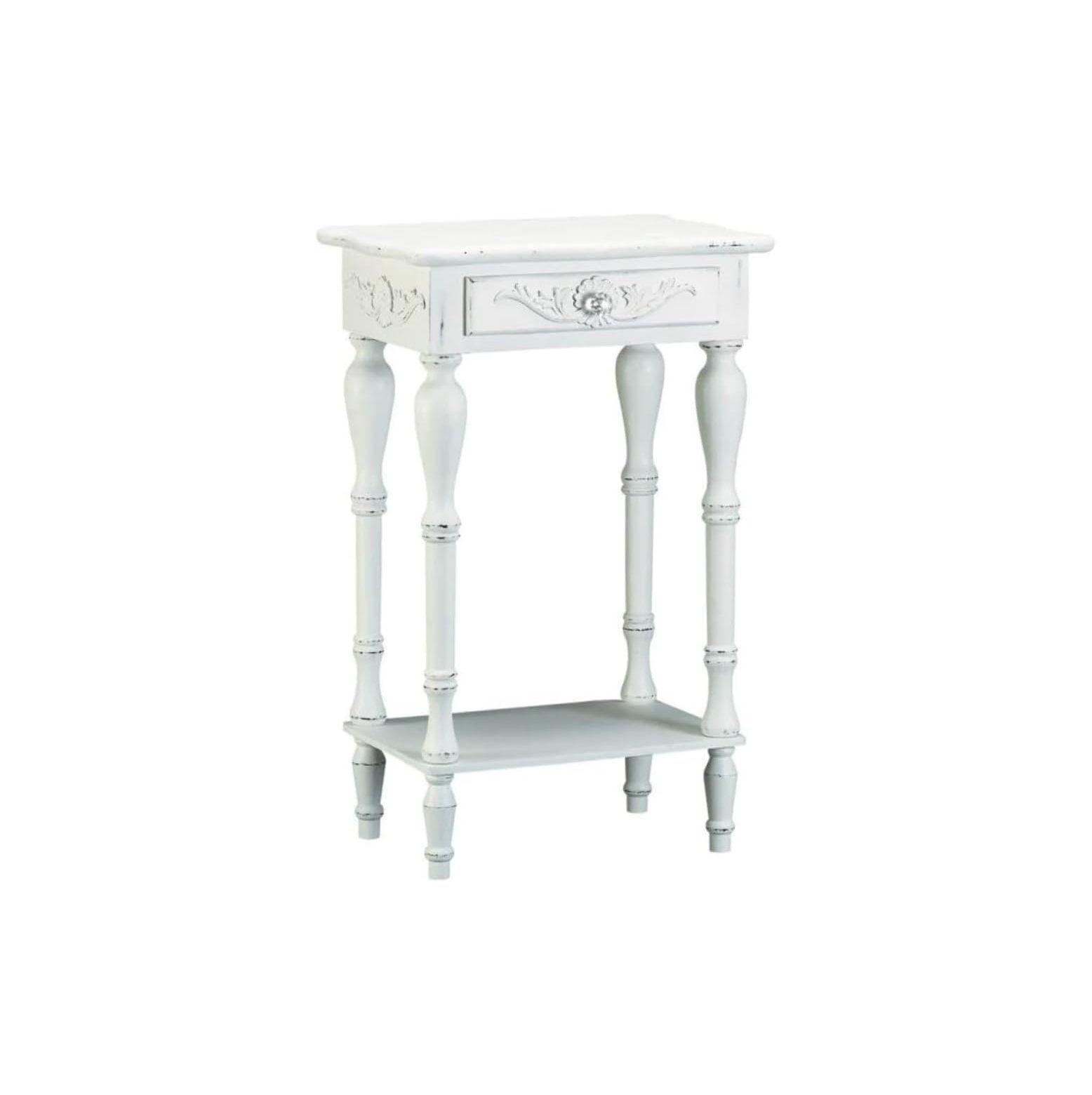 CintBllTer 34353 Carved White Side Table, Multicolor