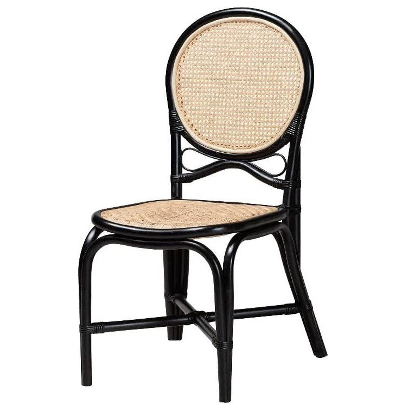 Ayana Black and Natural Rattan Low Side Chair