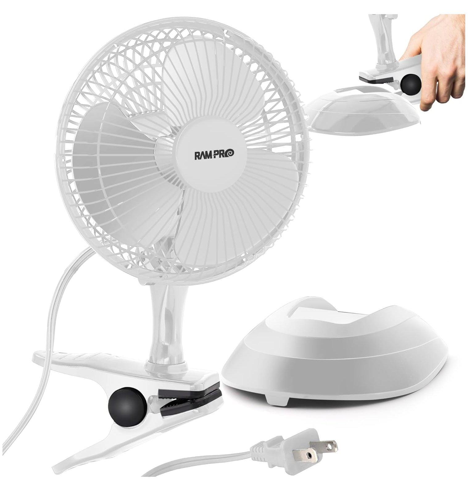 TiaGOC Clip on Fan & Desk Fan, Small Clip Fan with Sturdy Clamp, 6 Inch Portable Clip on Fan Plug-In Quiet Personal Cooling Bed Fan for Home, Camping, 2 Speed Clip Fans with Adjustable Tilt, White