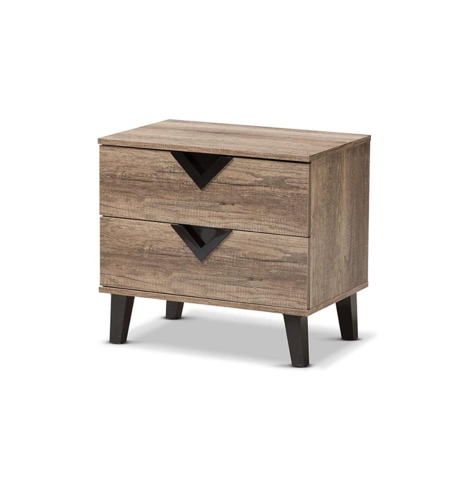 Swanson Modern and Contemporary Wood 2 - Drawer Nightstand - Light Brown - Baxton Studio: Includes Anti-Tip Hardware, Polyethylene Surface